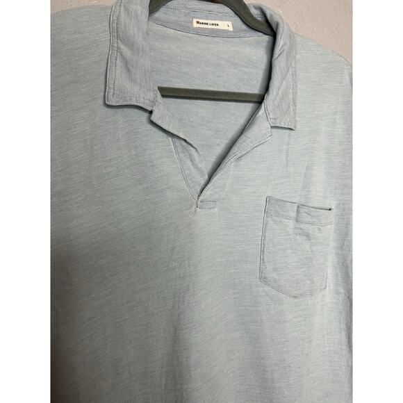 Marine Layer Large Light Blue Short Sleeve Polo Shirt Casual Workwear - Picture 5 of 9